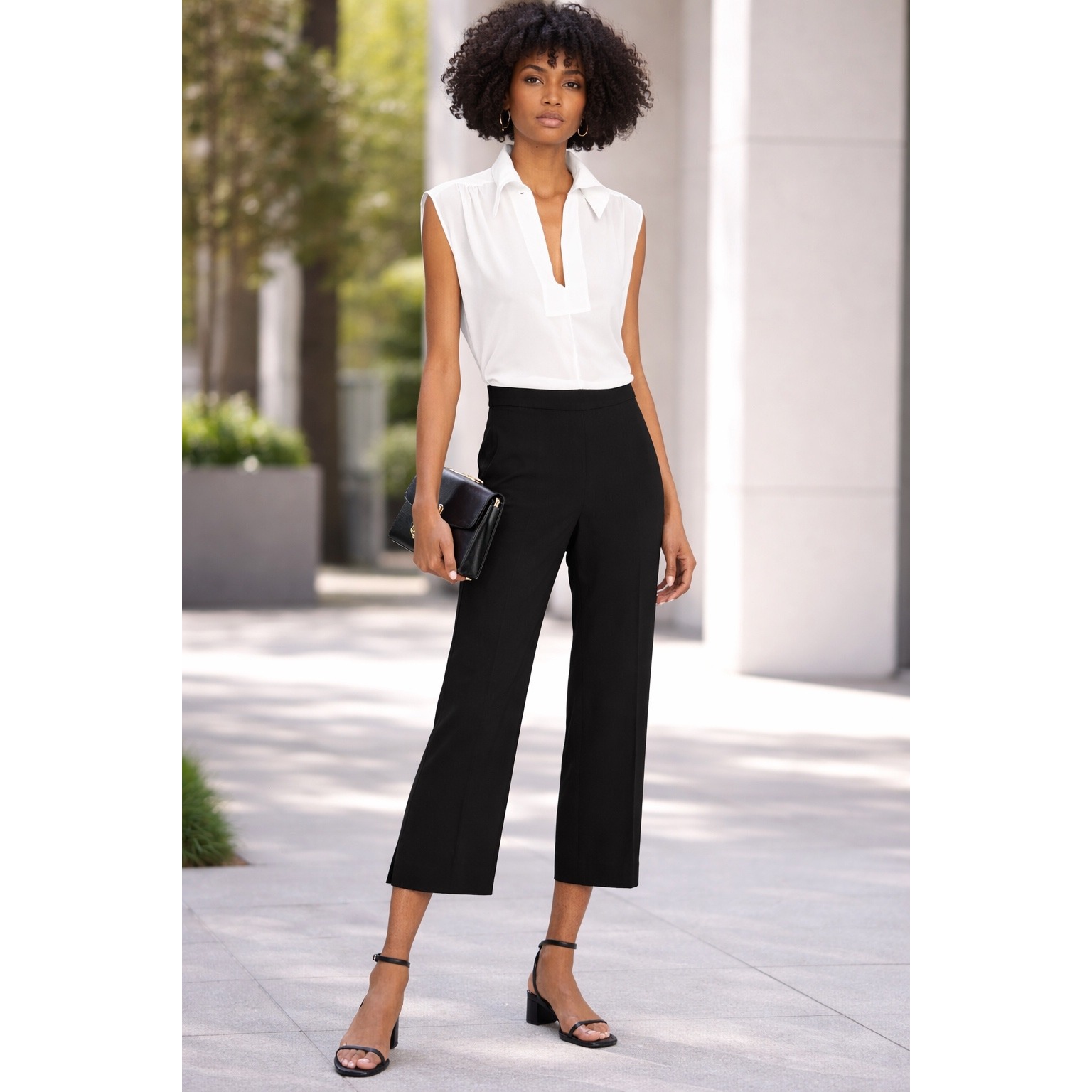 Kobi Halperin Isabella Crepe Ankle Pants Black Straight Leg Trousers Size 12